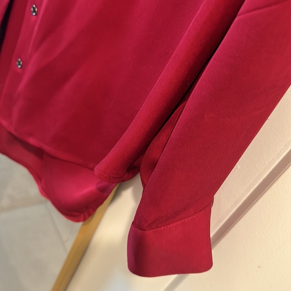 L’AGENCE Red / Dark Bordeaux 100% Silk Long Sleeve Blouse - sz 4 - Picture 5 of 7